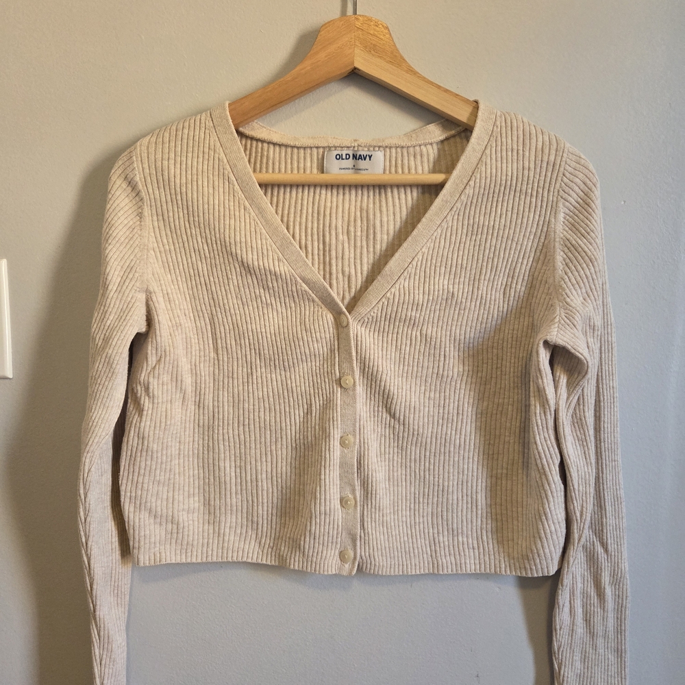 Old Navy Women's Beige Ribbed Cardigan